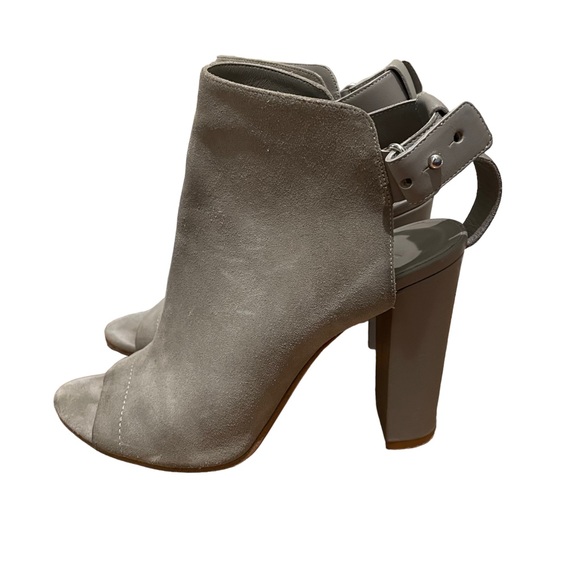Vince Addison Peep-Toe Suede Bootie Boots Grey Size 10 - Picture 2 of 10